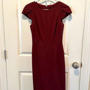 J.Crew Maroon Petal Cap Sleeve Dress